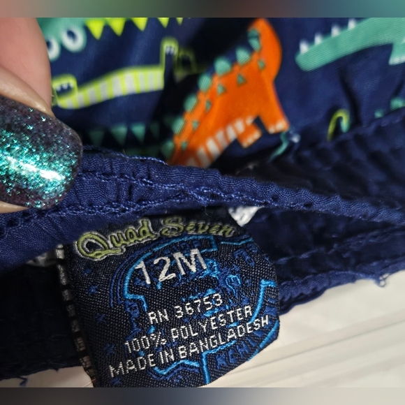 Quad Seven Boys 2pc Swim Shirt/Trunk Set OH SNAP Alligator Size 12 mo - Picture 4 of 4